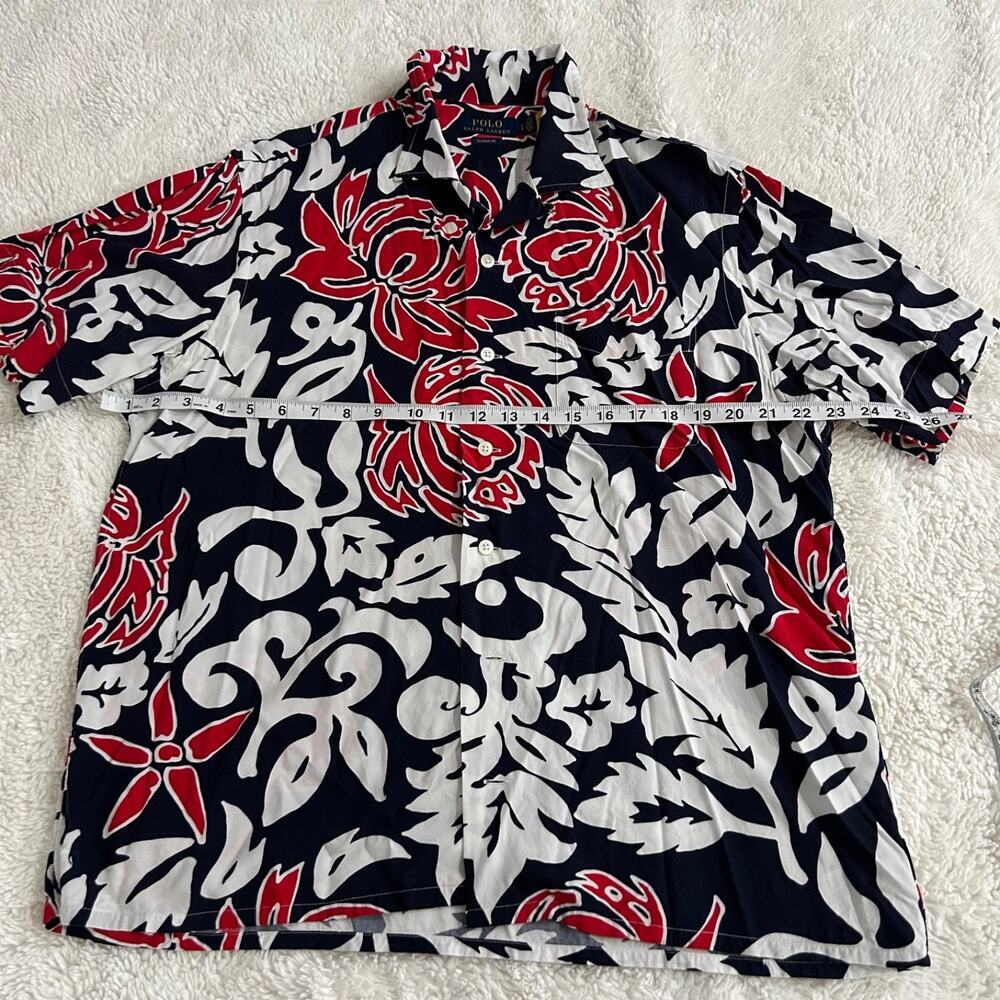 Polo Ralph Lauren Mens Hawaiian Shirt Sz L Navy Red Preppy Summer Country Club - Picture 4 of 7